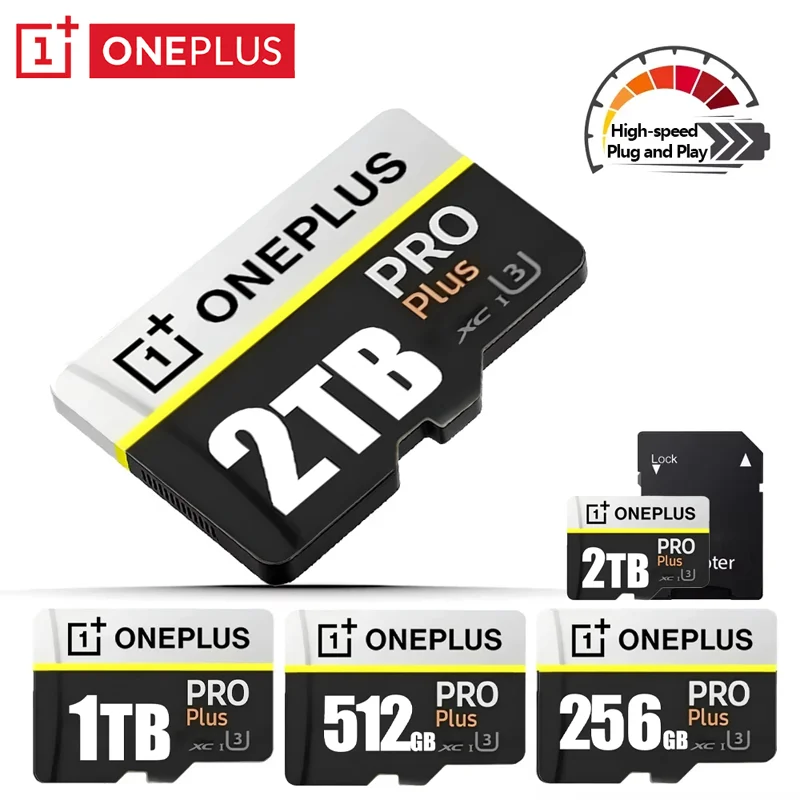 Cartão SD OnePlus 2TB de Alta Velocidade V30 A2 4K, Cartão de Memória de 512GB, 256GB, 1TB, Adaptador Micro TF SD para Smartphone/Tablet/PC