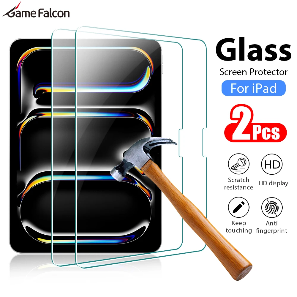 2 pçs protetor de tela de vidro temperado para ipad pro 13 11th m5 m4 12.9 ar 11 m3 m2 5 4 mini 6 7 10 9 9th 10th geração a16 filme