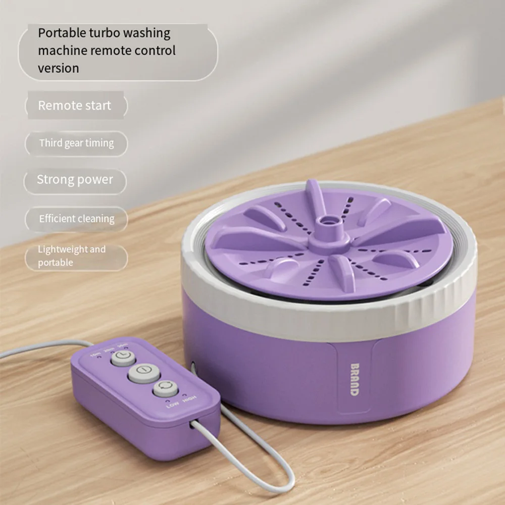 Mini Portátil USB Rotating Turbo Máquina de Lavar Roupa, Máquina de lavar louça ultra-sônica para roupas, casa, cozinha, viagem, controle remoto