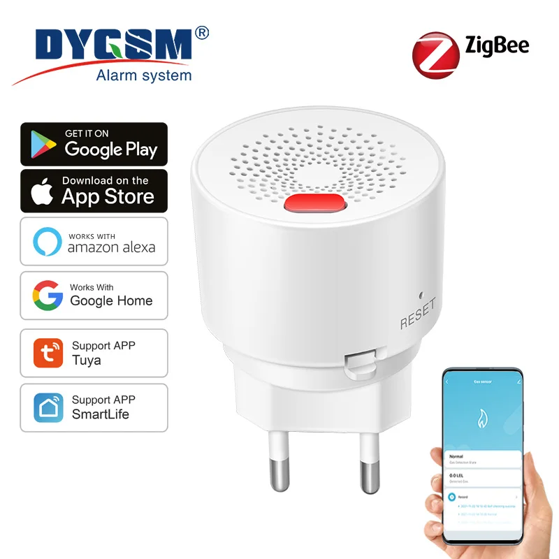 Monitoramento inteligente de gás, detecção em tempo real, proteção para sua casa, detector de gás Tuya Zigbee, compatível com Alexa e Google Home.