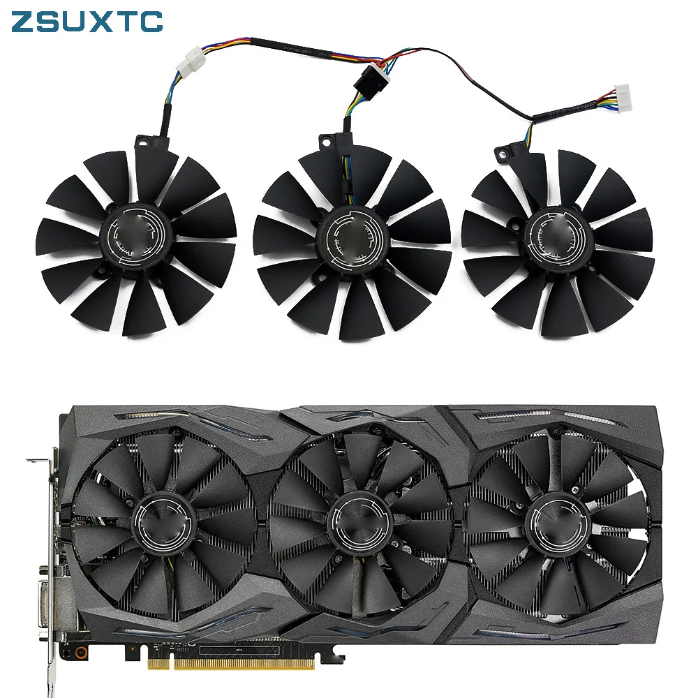 Placa de vídeo Fan Cooler, substituição para ASUS Strix GTX 1070 OC 1080 1060 1080Ti RX480 GTX1080, T129215SU 6Pin, 87mm