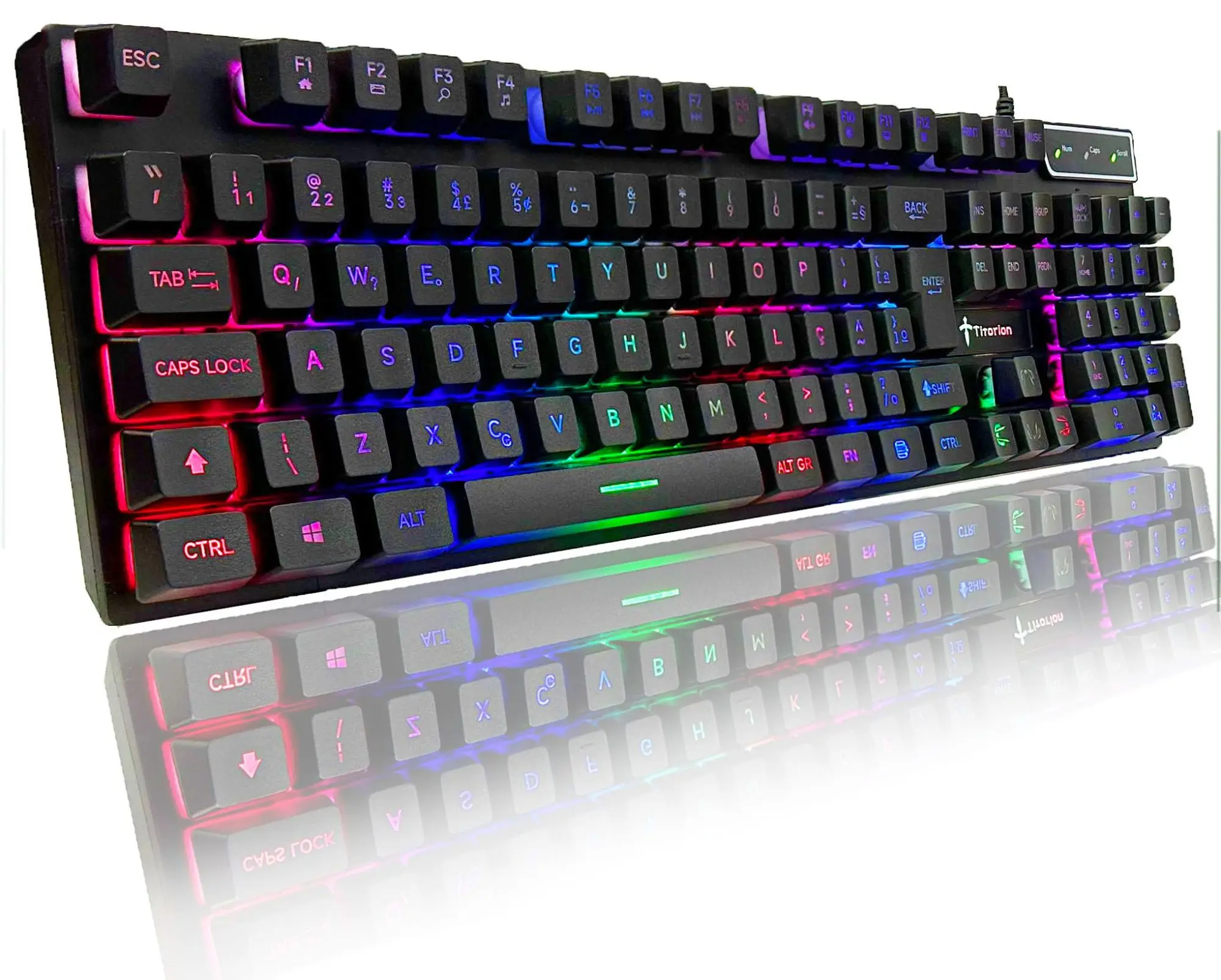 Teclado Gamer Semi Mecânico 100% com Fio Preto Abnt2 Usb Rgb Computador Videogame - Titorion TE001