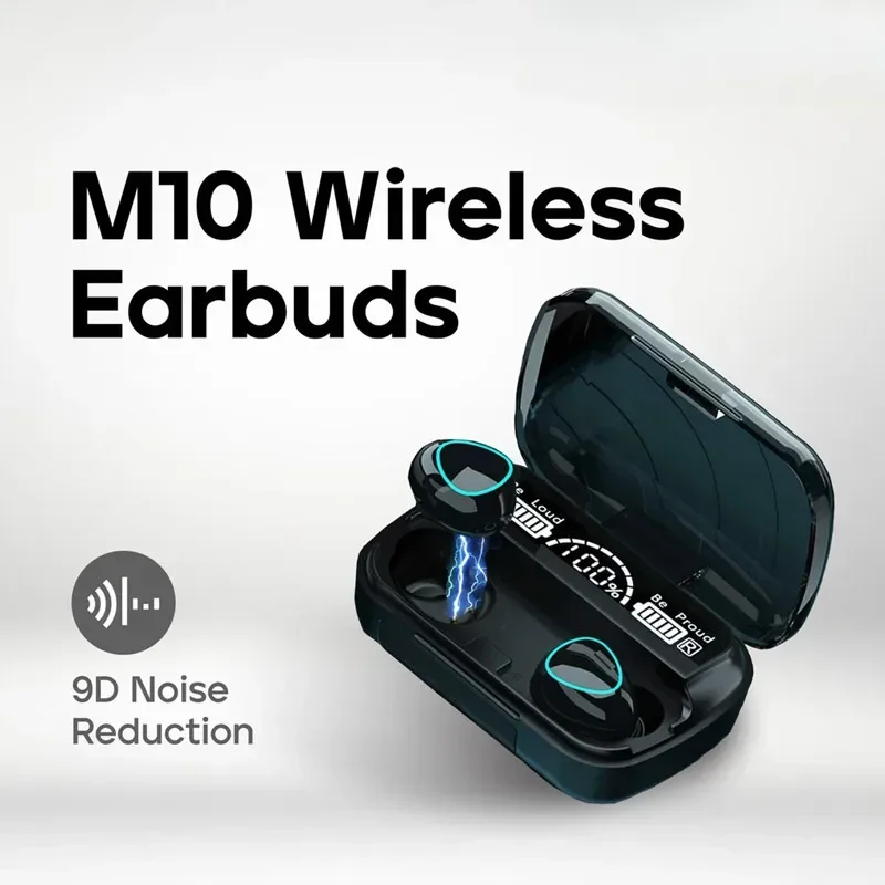 M10 Cancelamento De Ruído Fones De Ouvido Bluetooth, Earpods Sem Fio, Fone De Ouvido Estéreo Esportivo, Alto-falante Do Microfone, Gamer, Original