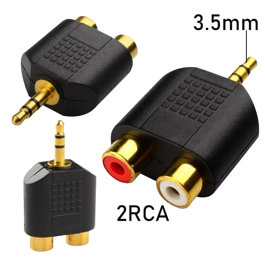 Adaptador 3.5mm para 2-rca banhado a ouro estéreo para macho fêmea cabo divisor de áudio para alto-falante de tv sistema de som de home theater, conector Adaptador 3.5mm para 2-rca banhado a ouro estéreo para macho fêmea cabo divisor de áudio para alto-falante de tv sistema de som de home theater, conector