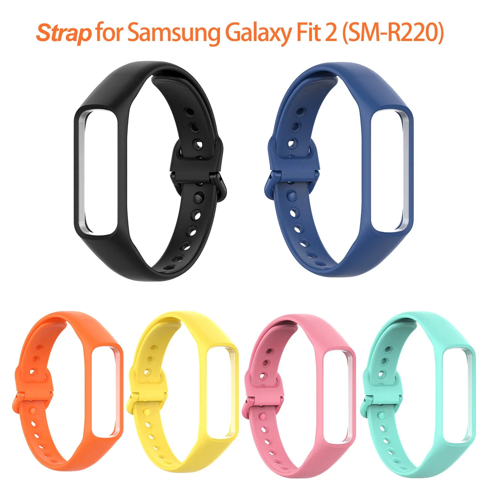 Pulseira de silicone macia de substituição para Samsung Galaxy Fit 2 SM‑R220, acessório para relógio inteligente de fitness.