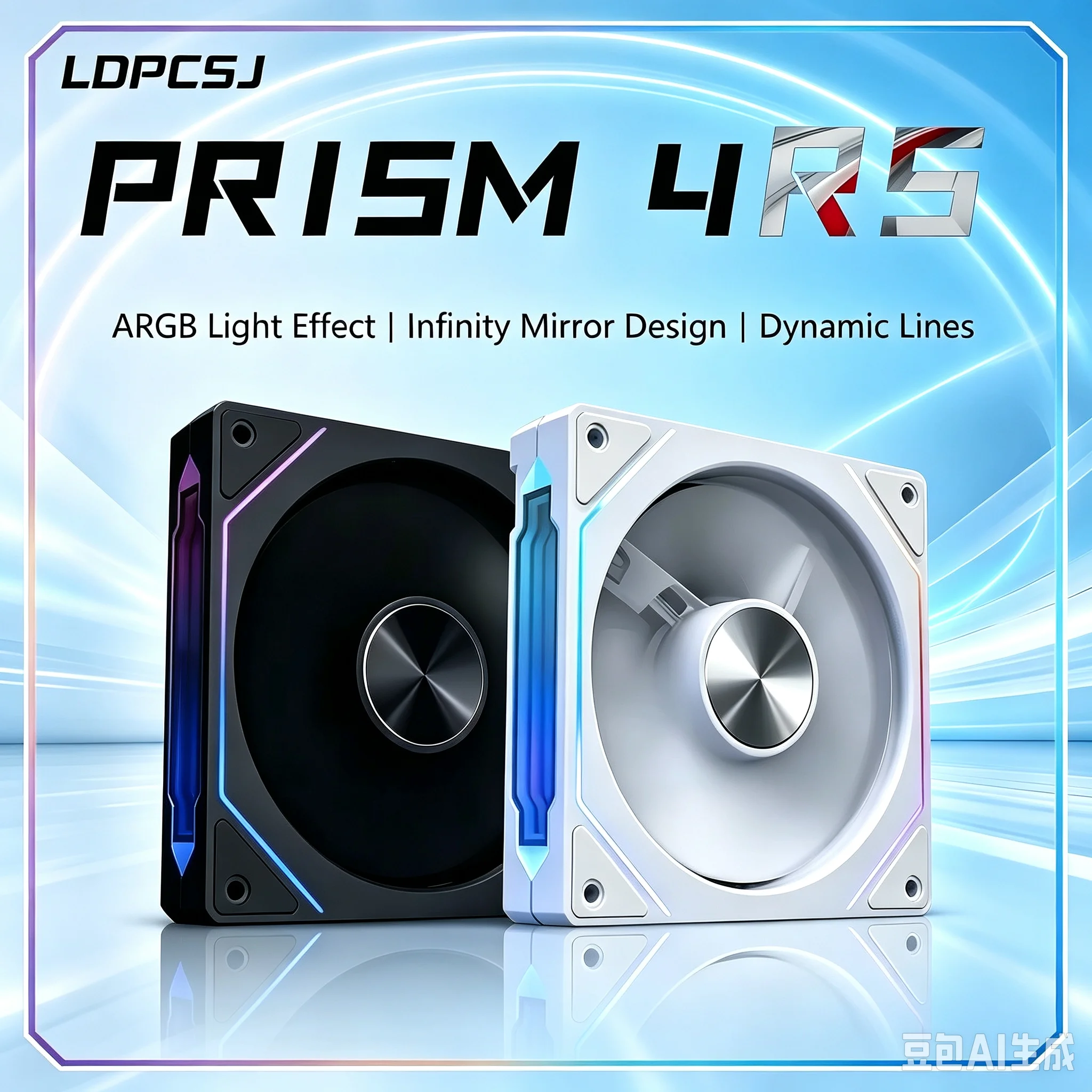 Ventilador de gabinete para computador PRISM 4 RS 12cm ARGB 4 pinos, resfriamento silencioso 12V, grande volume de ar 1200RPM para montagem de PC gamer de mesa.