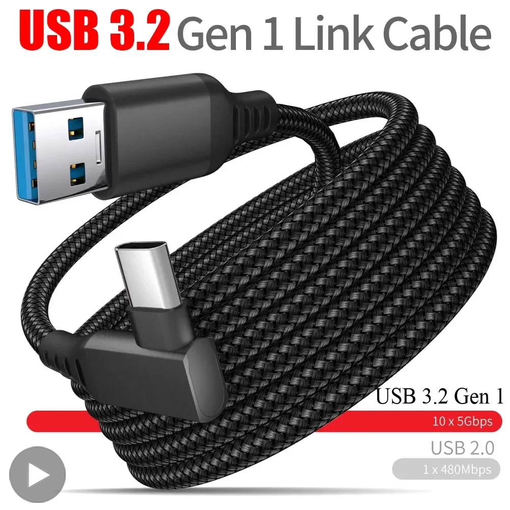 Cabo de óculos de realidade virtual vr usb a para tipo c 5m para oculus quest 2 quest2 link acessórios de jogo fone de ouvido capacete jogos ocukus