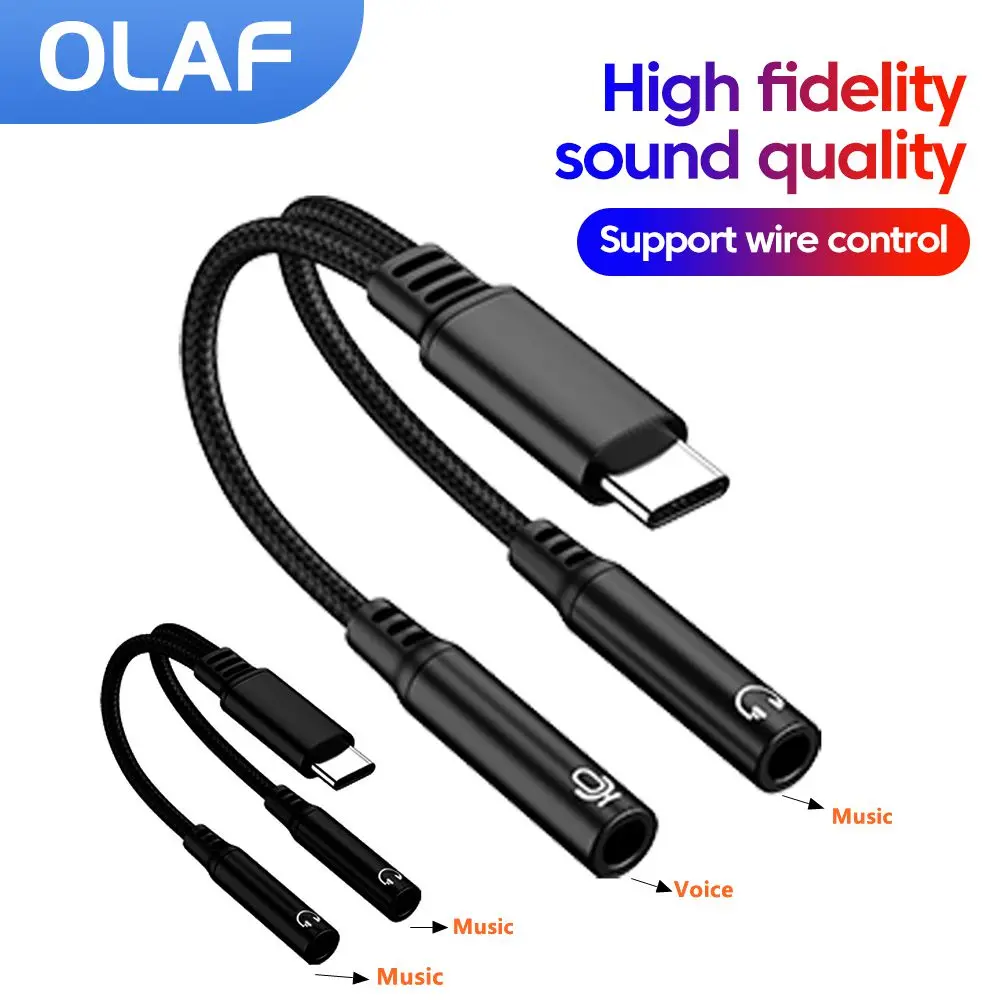 Adaptador de Áudio 2 em 1 Tipo C para Duplo 3.5mm DAC com Conector de Microfone e Fone de Ouvido para iPhone 15 16 Samsung Conversor USB C Adaptador de Áudio 2 em 1 Tipo C para Duplo 3.5mm DAC com Conector de Microfone e Fone de Ouvido para iPhone 15 16 Samsung Conversor USB C