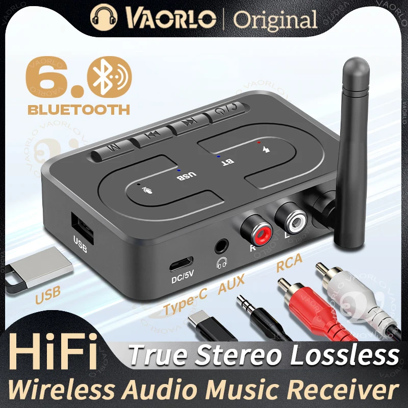 Receptor de Áudio Bluetooth 6.0 USB U-Disk Adaptador de Música Sem Fio com Microfone HD e Antena 3.5mm AUX RCA HIFI Estéreo para Carro, Alto-falante e Amplificador Receptor de Áudio Bluetooth 6.0 USB U-Disk Adaptador de Música Sem Fio com Microfone HD e Antena 3.5mm AUX RCA HIFI Estéreo para Carro, Alto-falante e Amplificador