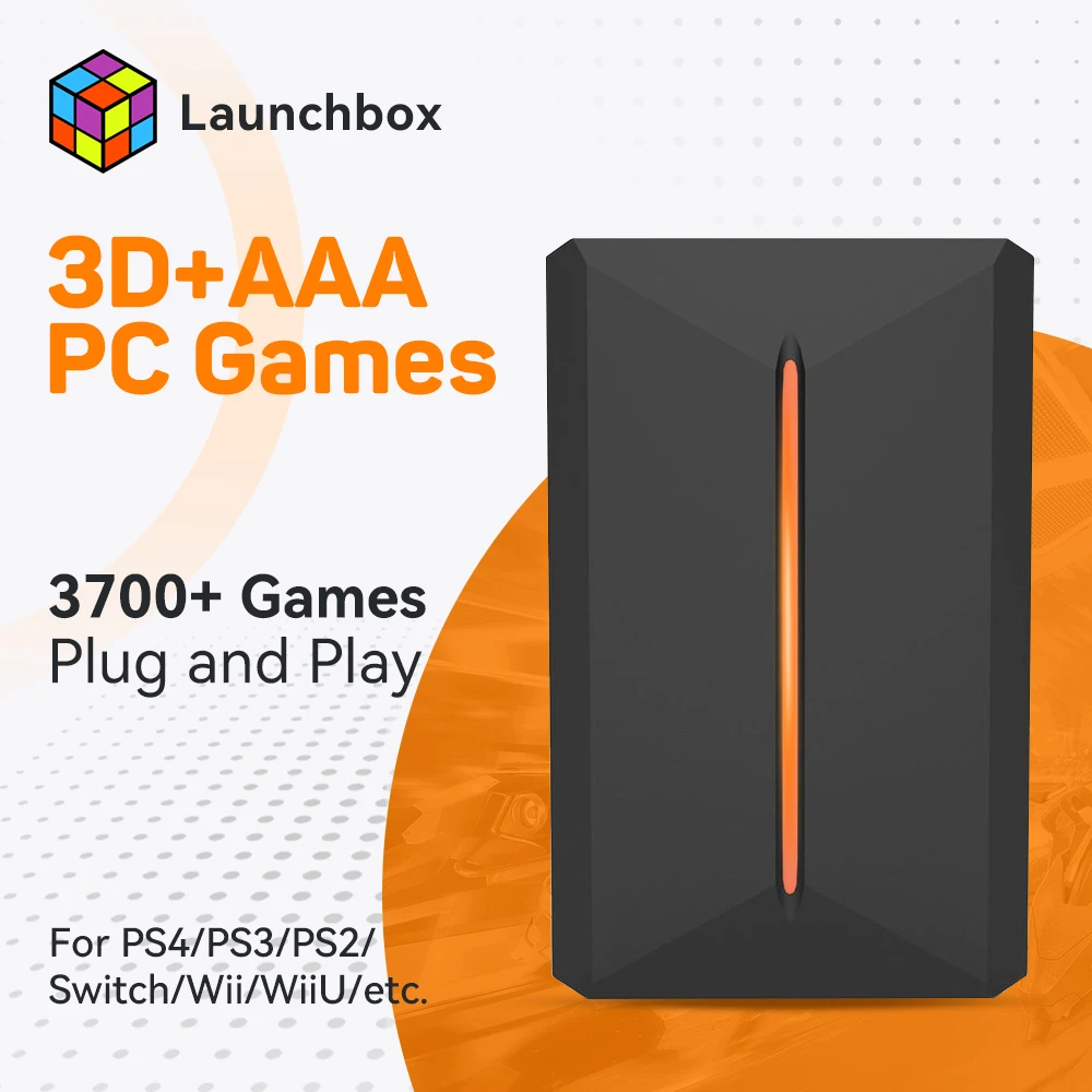 JMachen Launchbox 500G Disco rígido para jogos para PS4/PS3/PS2/Wii/WiiU/N64/DC 14 emuladores e 3760 + jogos para Windows PC/Laptop Play & Play