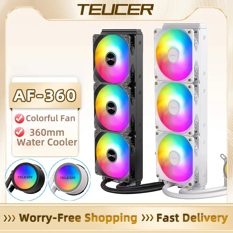 Teucer AF-360 pc radiador de refrigeração de água 120mm ventilador rgb 360mm refrigerador de água líquida para intel lga 2011 1700 1200 115x am4 am5 amd