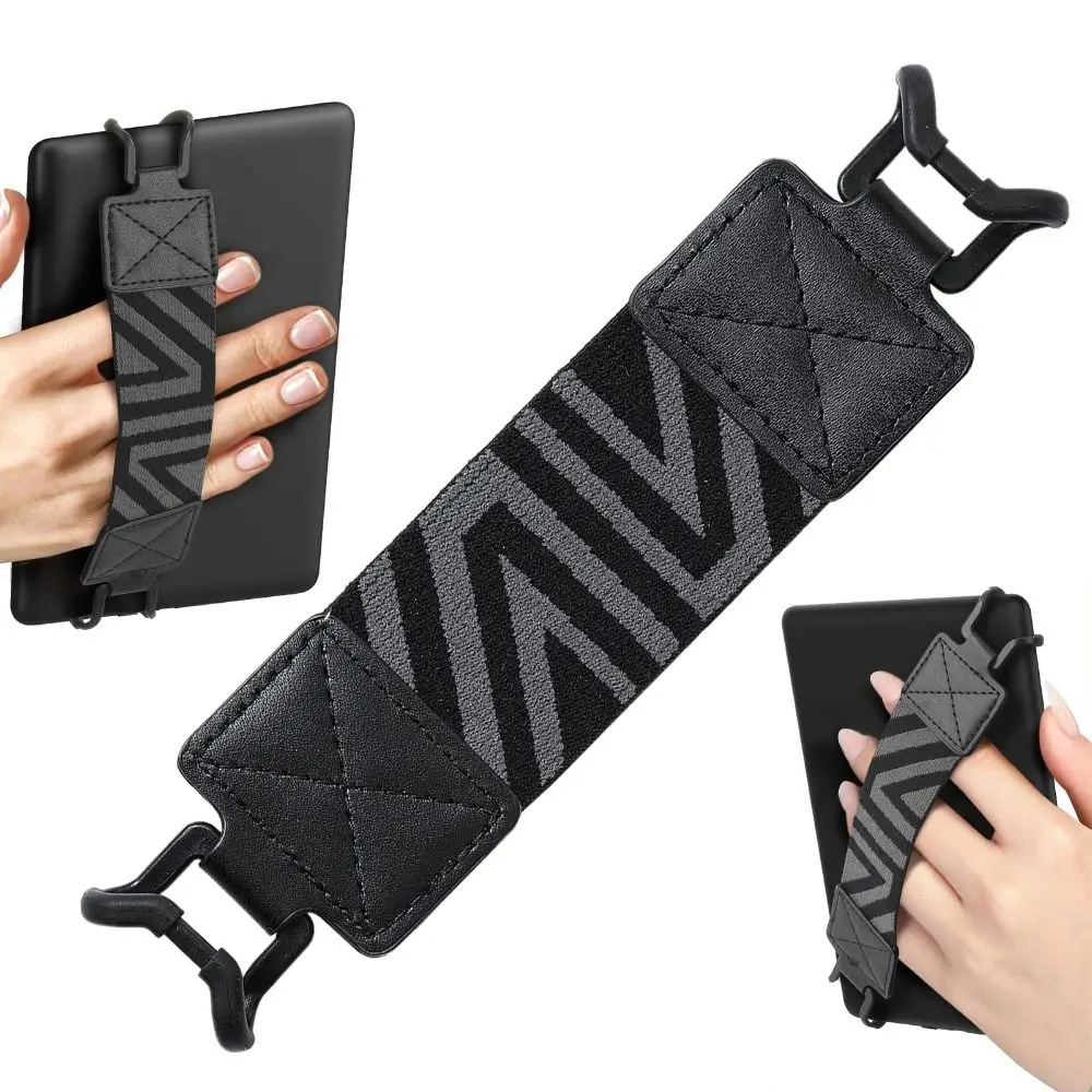 Alça de mão segura para leitor de couro PU, suporte versátil de alta elasticidade para Kindle/Kobo/Voyaga/Lenovo/Sony 6-8" E-Book Tablet