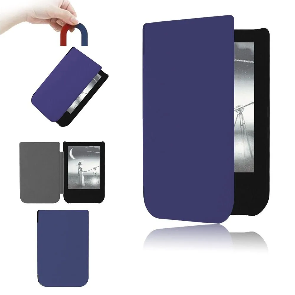 Novo auto sleep/wake 6 Polegada e-reader caso resistente ao desgaste capa folio de couro anti-queda forro de microfibra pocketbook 631/631 plus