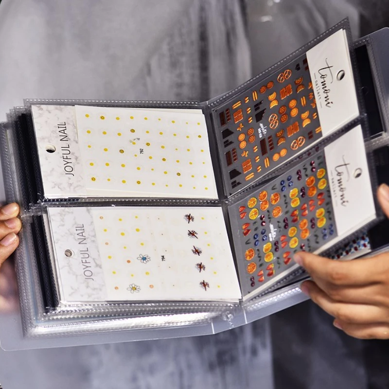 80/240 slots adesivos de unhas livro de armazenamento grande capacidade exposição álbum de fotos cartão pacote botão tipo manicure adesivo notebook