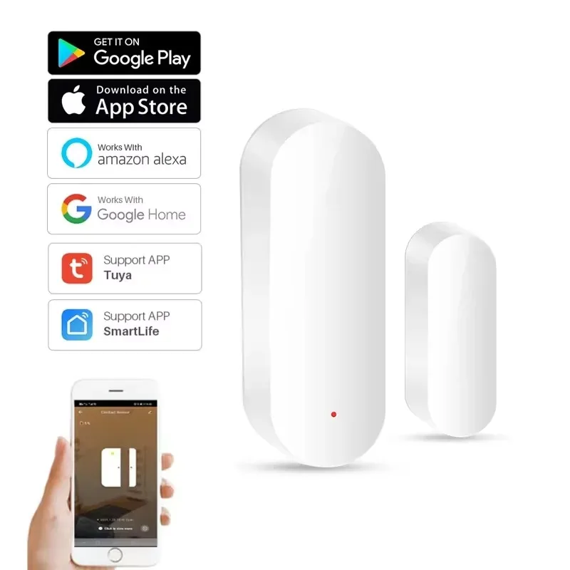 Tuya inteligente wifi sensor de porta casa inteligente aberto perto detector smartlife app controle notificação compatível com alexa google casa