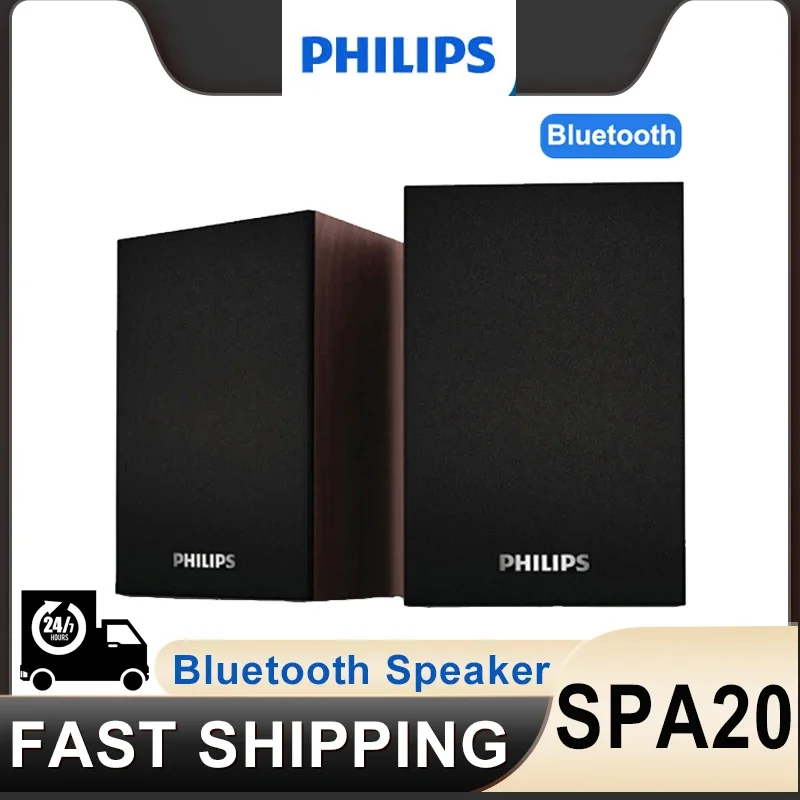 Alto-falante Philips SPA20 Bluetooth com som surround de 360 graus, estéreo sem fio Bluetooth para computador, Macbook, laptop