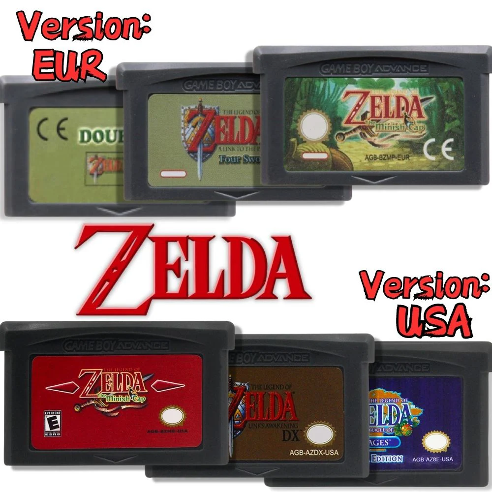 Cartucho de jogo gba, console de videogame de 32 bits, quatro espadas, cartão de jogo, ligação para o passado despertar dx minish cap oracle of seasons