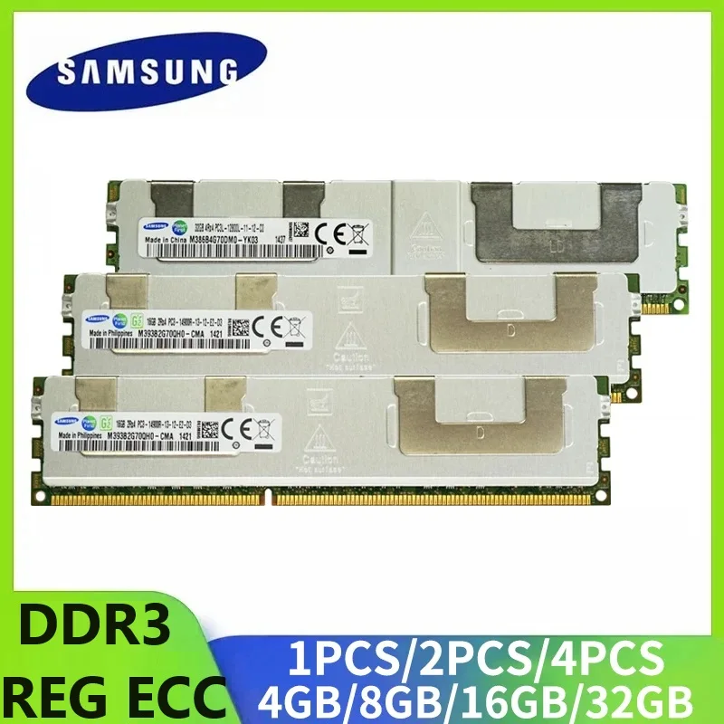 Memória RAM DDR3 para Servidor Samsung 4GB 8GB 16GB 32GB REG ECC 1066 1333 1600 1866MHz PC3 Suporte para Placa-Mãe X79 LGA 2011