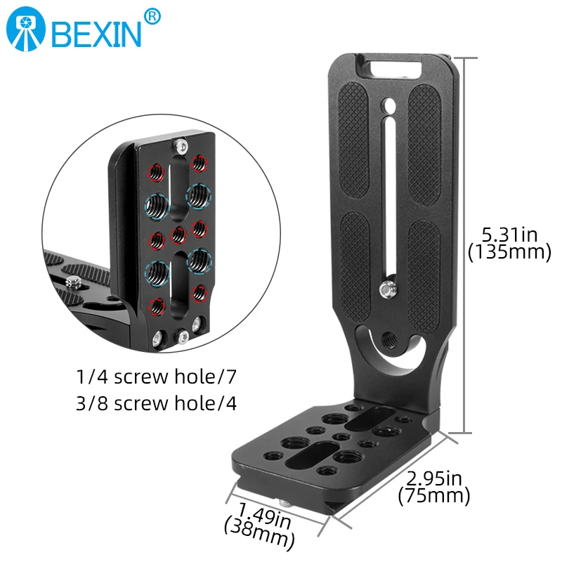 Bexin L130-50C dobrável universal câmera l suporte tiro liberação rápida l placa 1/4 em parafuso compatível arca suíço vídeo vertical