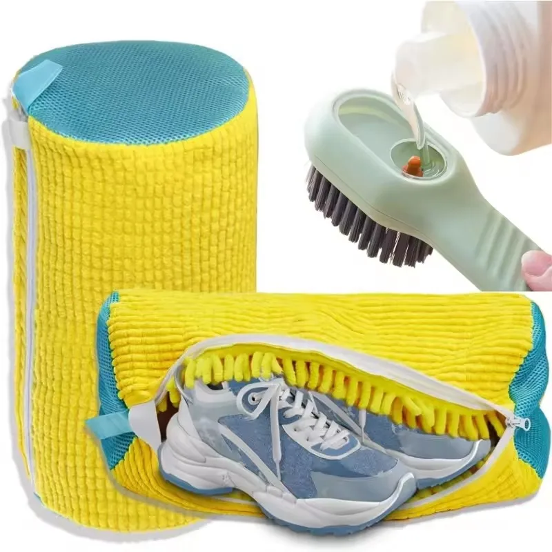 Saco de Lavagem de Sapatos de Fibra Macia 360 ° Saco de Lavanderia Reutilizável e Durável com Fecho de Zíper (1 unidade)