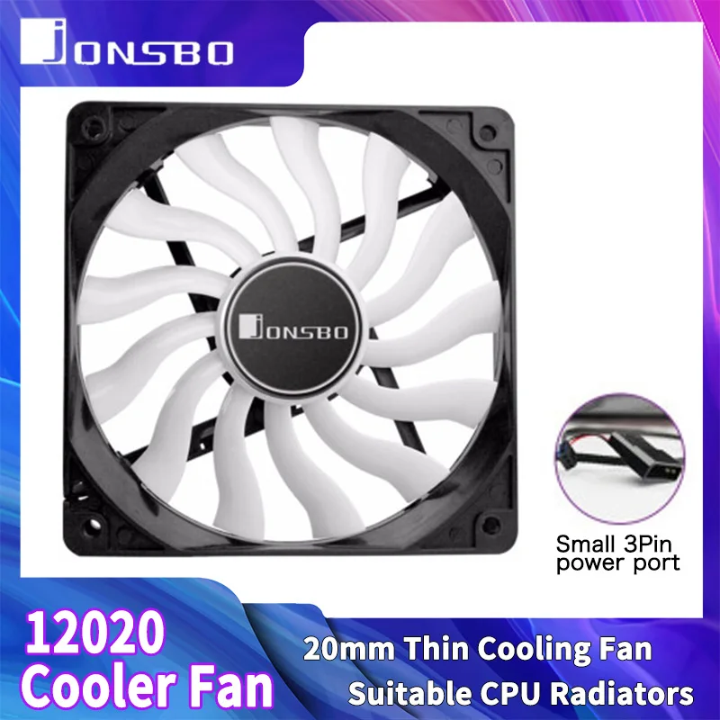 JONSBO 12020 Ventilador para caixa de computador 120MM Pequeno 3PIN Ventilador refrigerador fino e silencioso para CPU Cooler Chassis PC Case