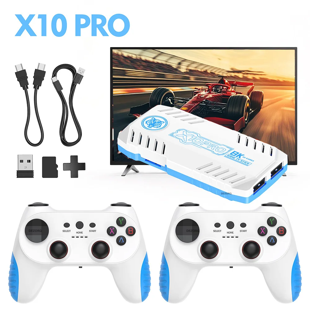 Novo Console de Videogame 128G, Jogos Retro, Consola de Videojogos, Gamepad Sem Fio Dual X10 Pro, Game Stick 4K