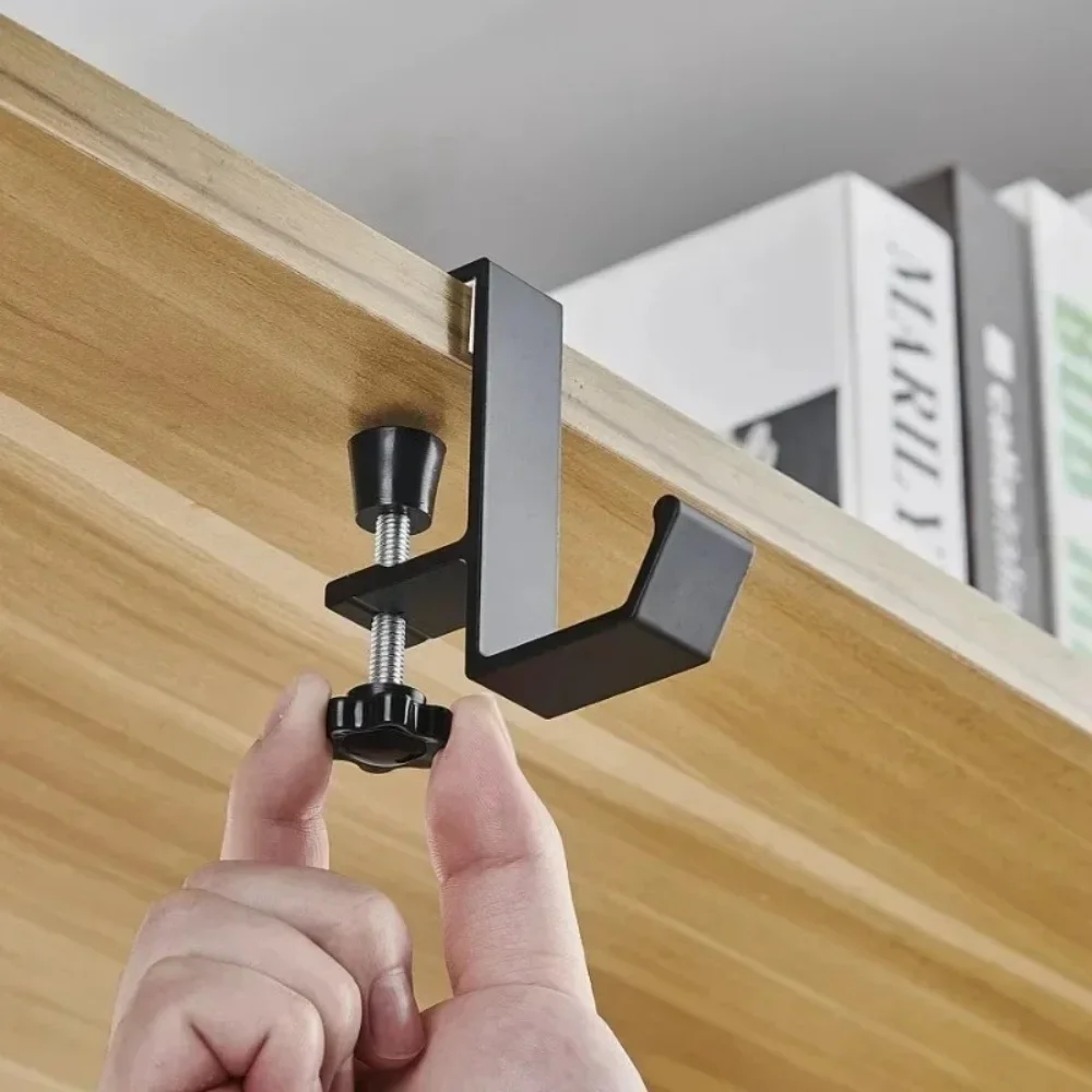 1/2 Peças Gancho de Borda de Mesa Ajustável Sem Furos, Suporte Multifuncional para Fone de Ouvido e Mochila, Rack de Armazenamento Suspenso para Mesa Sem Perfuração