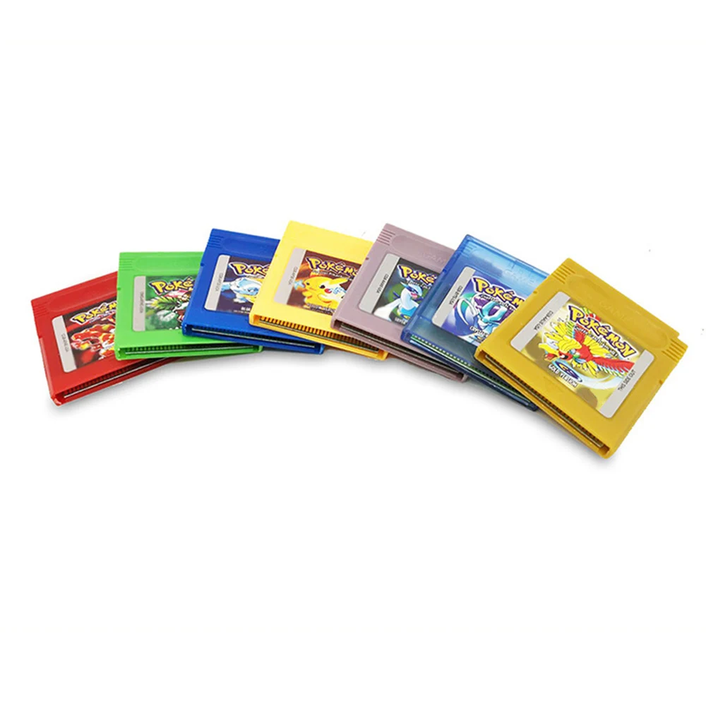 Cartucho de Jogo de Vídeo GBC Pokémon 16-bit para Console Vermelho Azul Cristal Dourado Verde Prata Amarelo