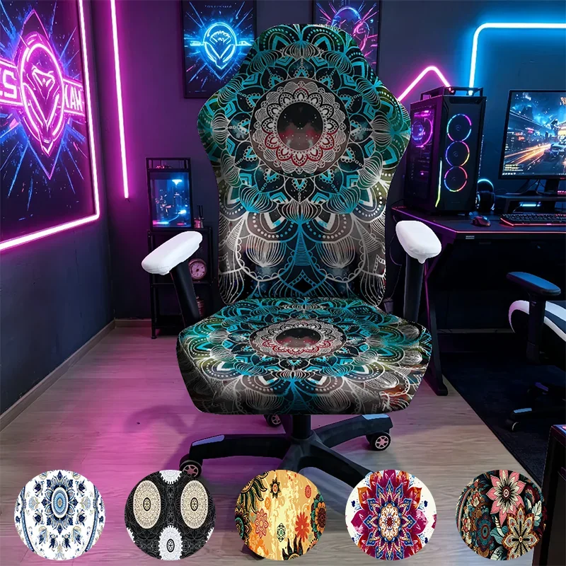 Capa de Cadeira de Jogos Bohemian Mandala, Capa Elástica Anti-Risco para Gamer e Cadeira de Escritório Capa de Cadeira de Jogos Bohemian Mandala, Capa Elástica Anti-Risco para Gamer e Cadeira de Escritório