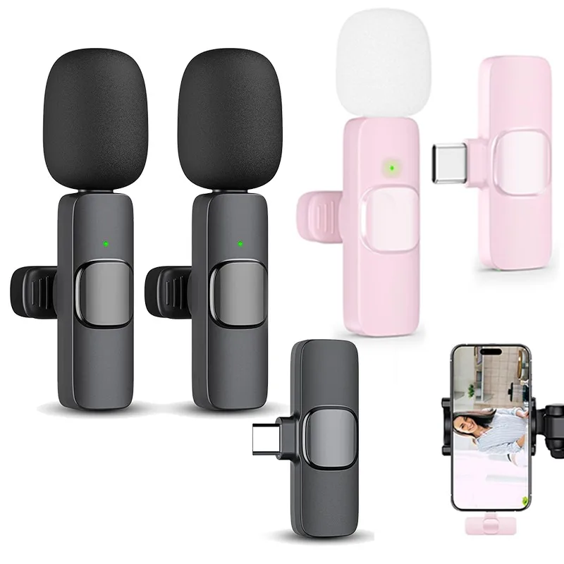 Microfone de Lapela Sem Fio para iPhone 17, 16, 15 e Dispositivos Android USB-C - Mini Microfone de Lapela com Clipe para Gravação de Vídeos