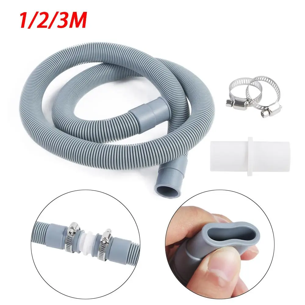 Universal Drain Mangueira Extension Pipe Kit, Máquina de lavar roupa, Louça Drain Waste, 1 m, 2 m, 3m