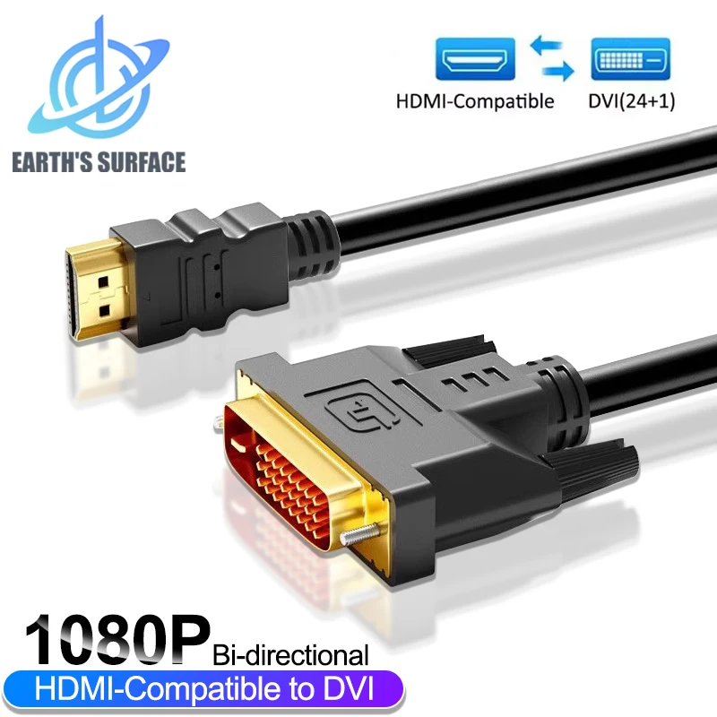 1080p hdmi-compatível com cabo conversor dvi bidirecional dvi para hdmi-adaptador cabos para pc tv box ps4 dvd projetor