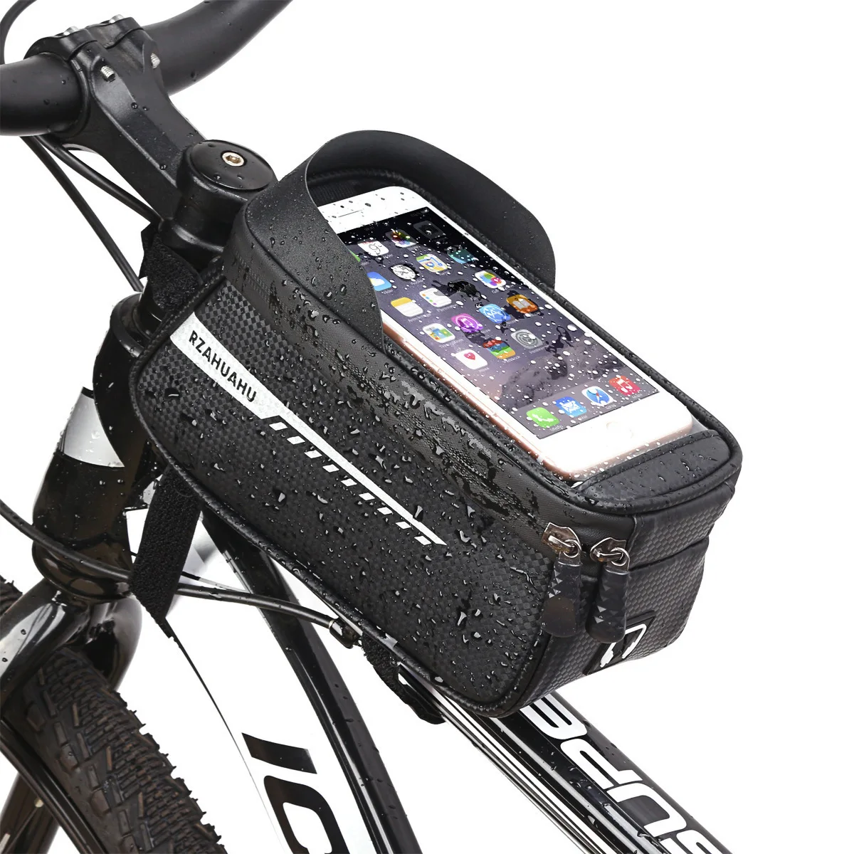 Bolsa de Quadro Frontal para Bicicleta, Bolsa de Ciclismo para Tubo Frontal, Suporte para Celular de Bicicleta, Acessórios de Bolsa de Selim com Tela Sensível ao Toque