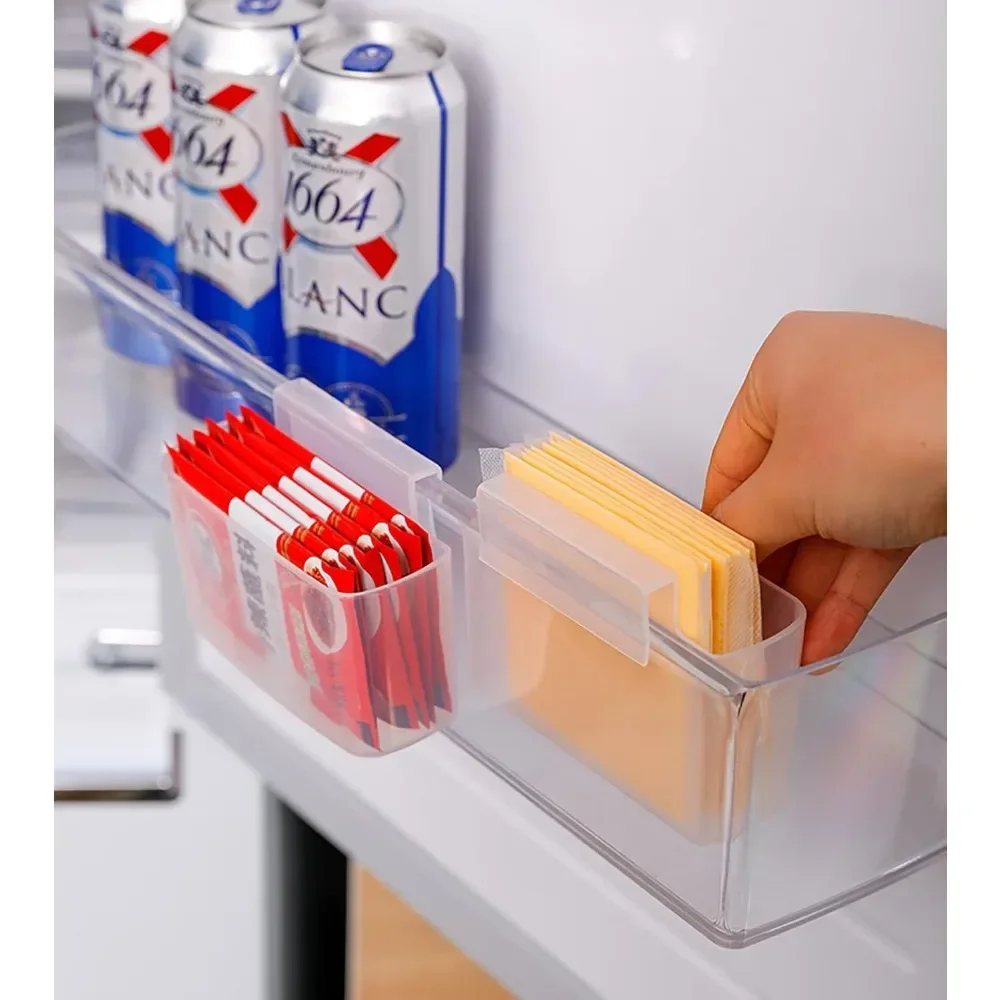 Suporte para Queijo Fatiado (2 Peças) para Geladeira, Organizador de Porta Lateral de Refrigerador, Armazenamento Suspenso para Cozinha, Caixa para Temperos