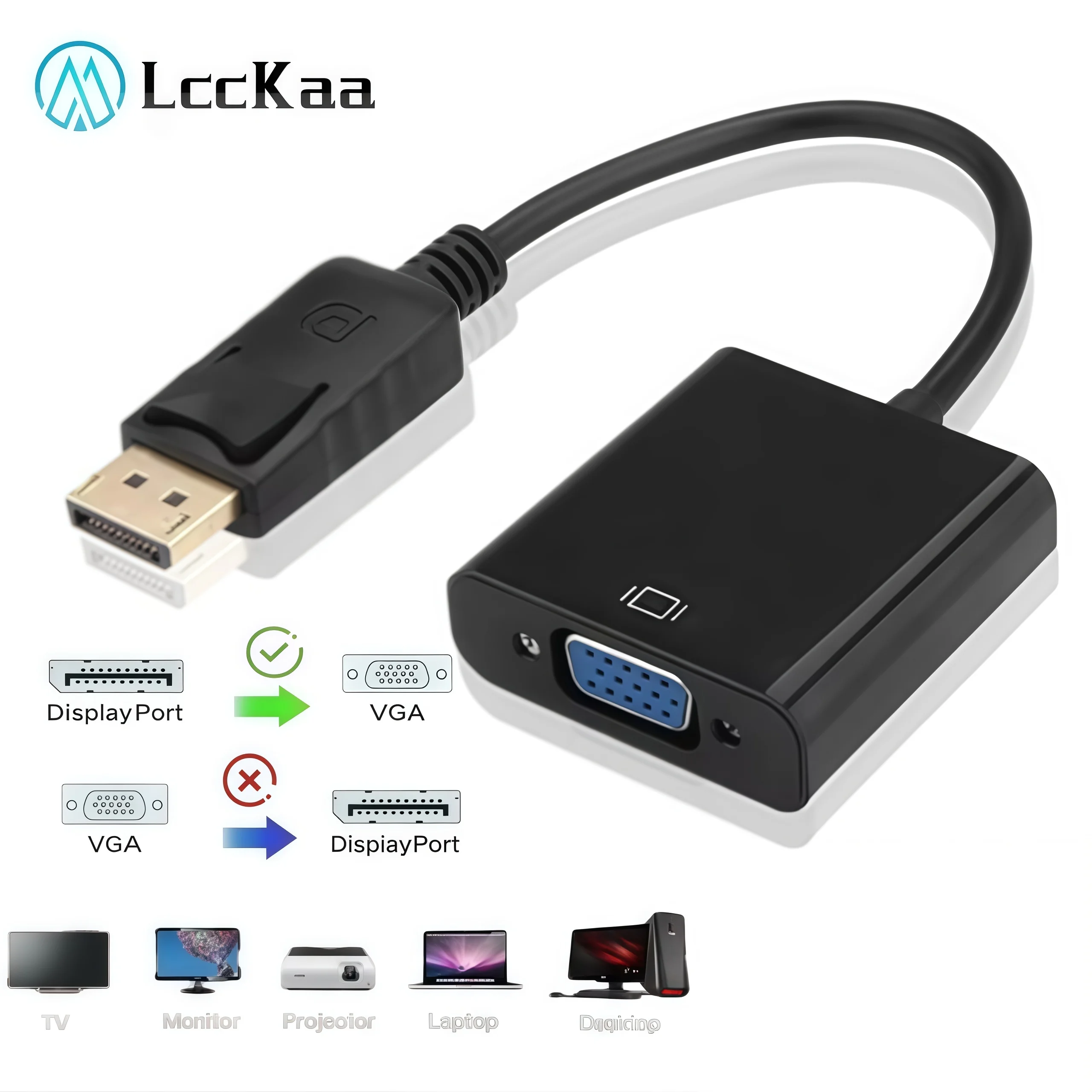 LccKaa DisplayPort Display Port DP para VGA Cabo Adaptador Conversor Macho para Fêmea para PC Computador Laptop HDTV Monitor Projetor LccKaa DisplayPort Display Port DP para VGA Cabo Adaptador Conversor Macho para Fêmea para PC Computador Laptop HDTV Monitor Projetor