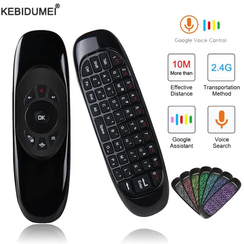 C120 backlight air mouse 2.4g rf sem fio mini teclado giroscópio inteligente teclado controle remoto para android caixa de tv inteligente