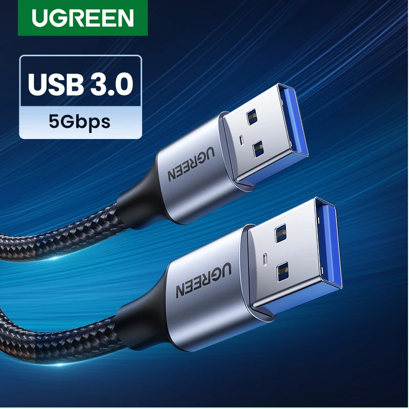 Ugreen usb para usb extensão tipo de cabo um macho para masculino usb 3.0 2.0 extensor para radiador caixa de tv disco rígido usb 3.0 cabo extensão
