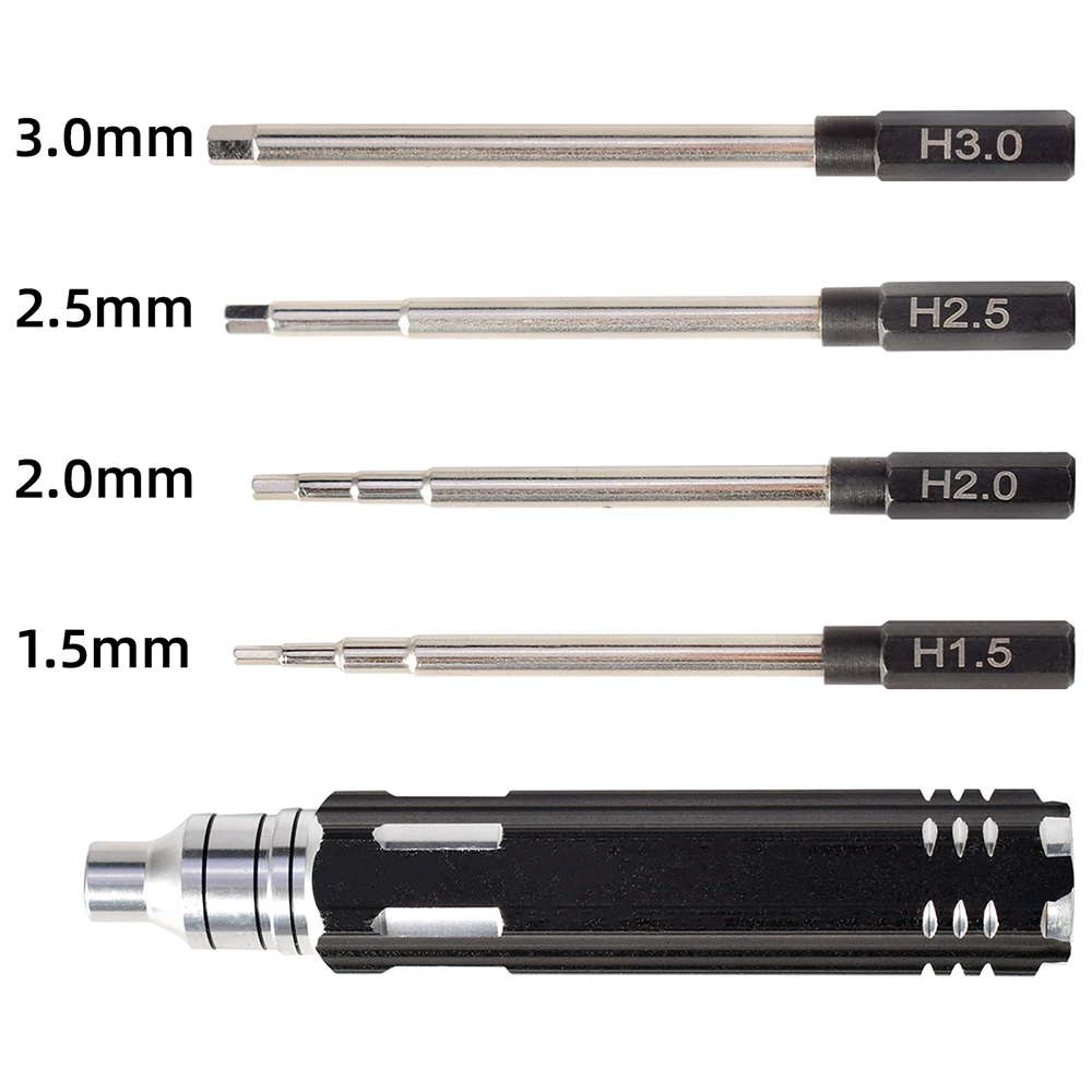Peças rc 4 em 1 1.5mm 2.0mm 2.5mm 3.0mm chave de fenda hexagonal conjunto de ferramentas de metal para helicóptero rc carro avião drone aeronaves Peças rc 4 em 1 1.5mm 2.0mm 2.5mm 3.0mm chave de fenda hexagonal conjunto de ferramentas de metal para helicóptero rc carro avião drone aeronaves
