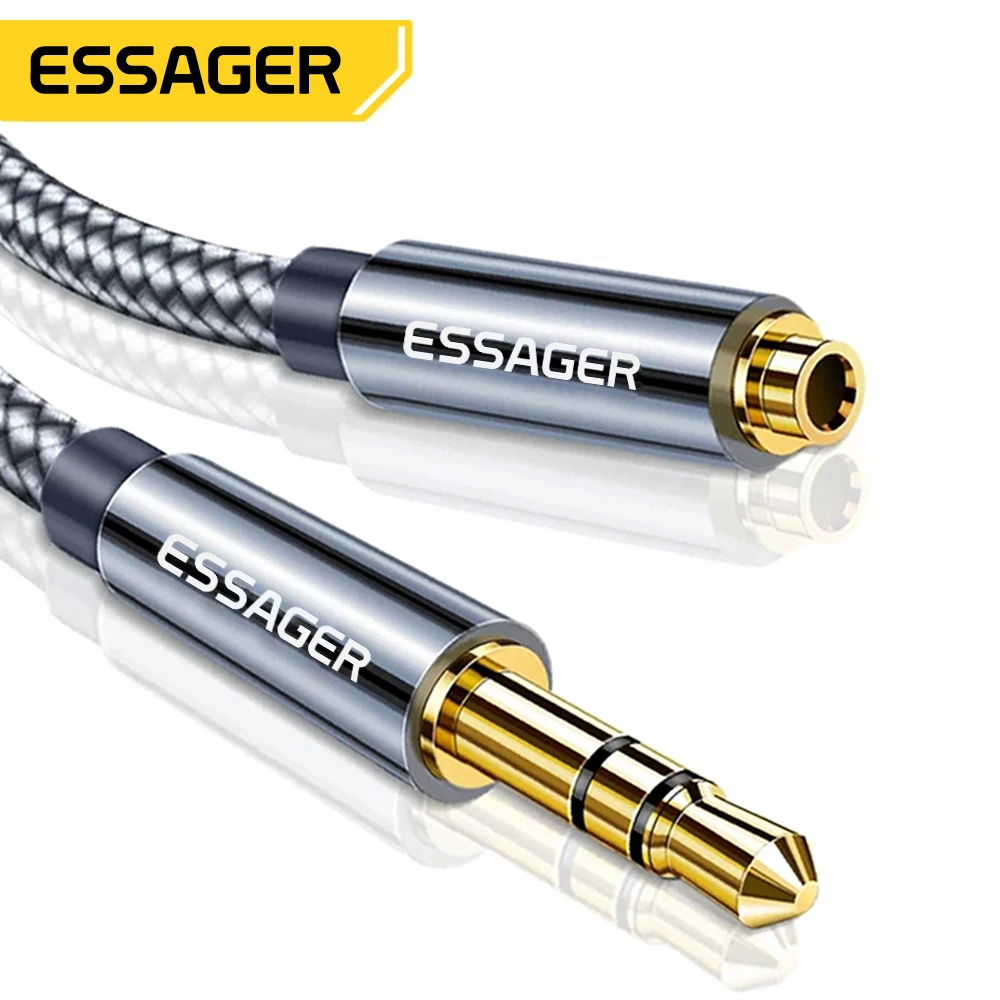 Essager cabo de extensão de fone de ouvido jack 3.5mm cabo aux de áudio 3.5mm fêmea divisor cabo extensor de alto-falante para adaptador de fone de ouvido