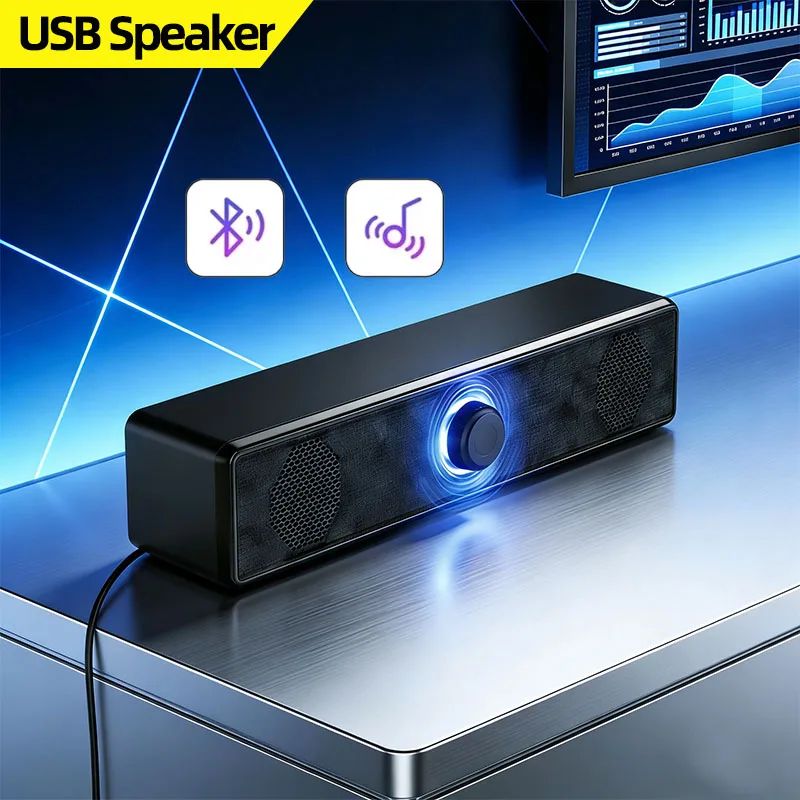 Barra de som para pc, com fio e sem fio, bluetooth, alimentado por usb, para tv, pc, laptop, jogos, home theater, sistema de áudio surround Barra de som para pc, com fio e sem fio, bluetooth, alimentado por usb, para tv, pc, laptop, jogos, home theater, sistema de áudio surround