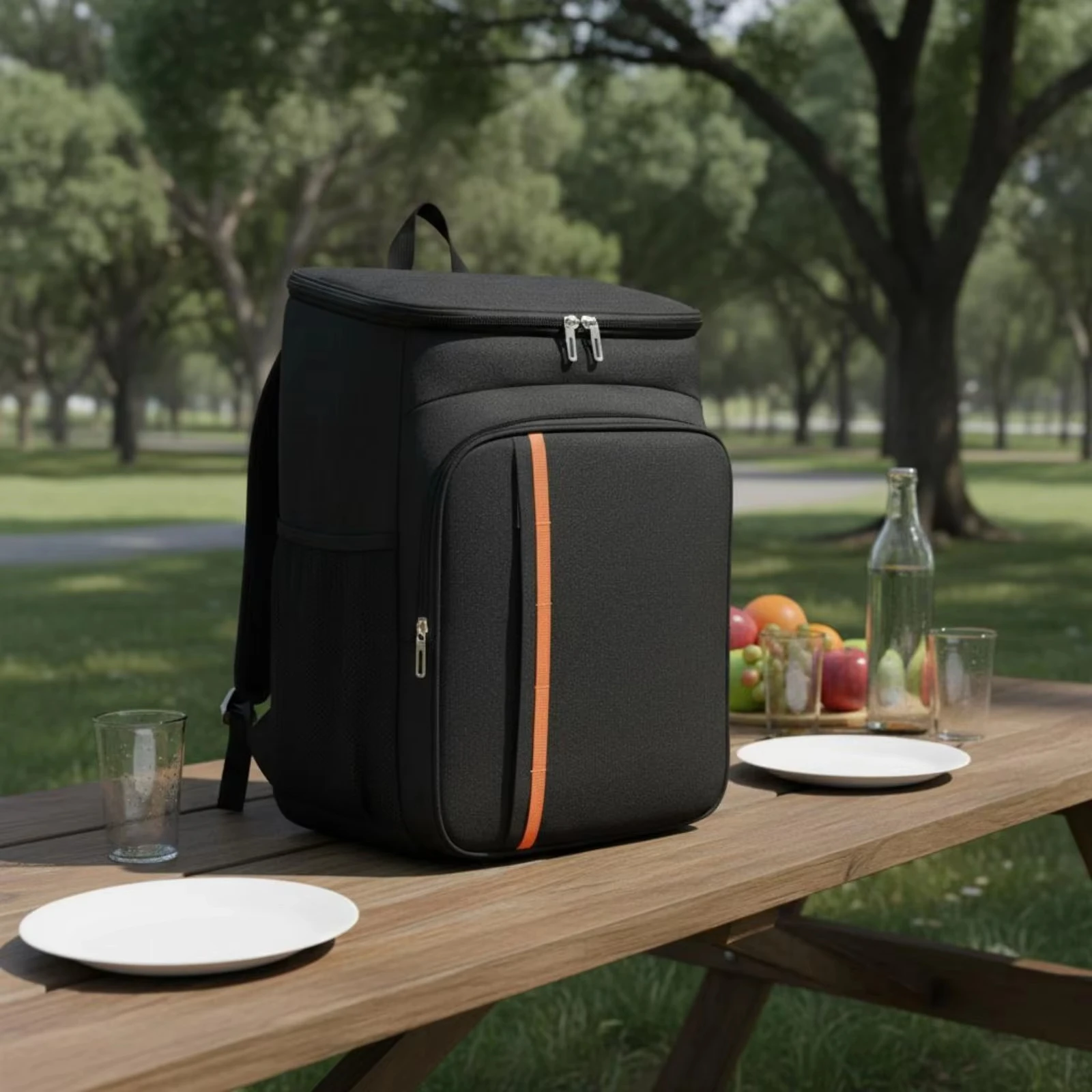 Mochila Térmica Grande Isolada, Bolsa Portátil Impermeável para Alimentos com Zíperes Duplos para Piqueniques, Acampamentos e Viagens ao Ar Livre