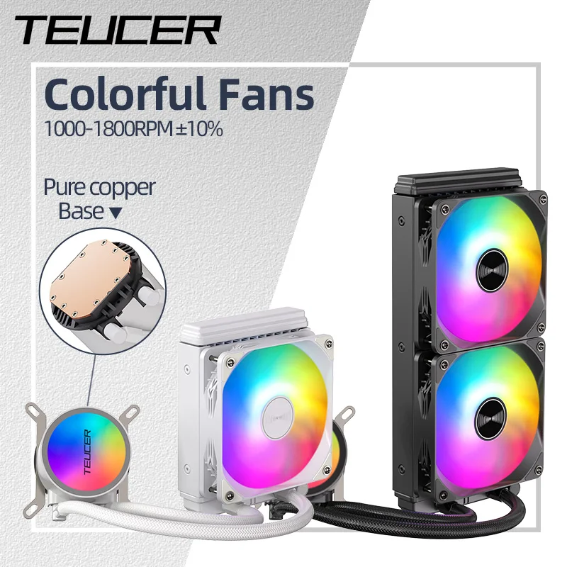 Teucer 120/240mm cpu refrigerador de água refrigeração líquida dissipador de calor rgb radiador colorido para x99 lga 2011 v3 1700 1200 115x amd am4 am5