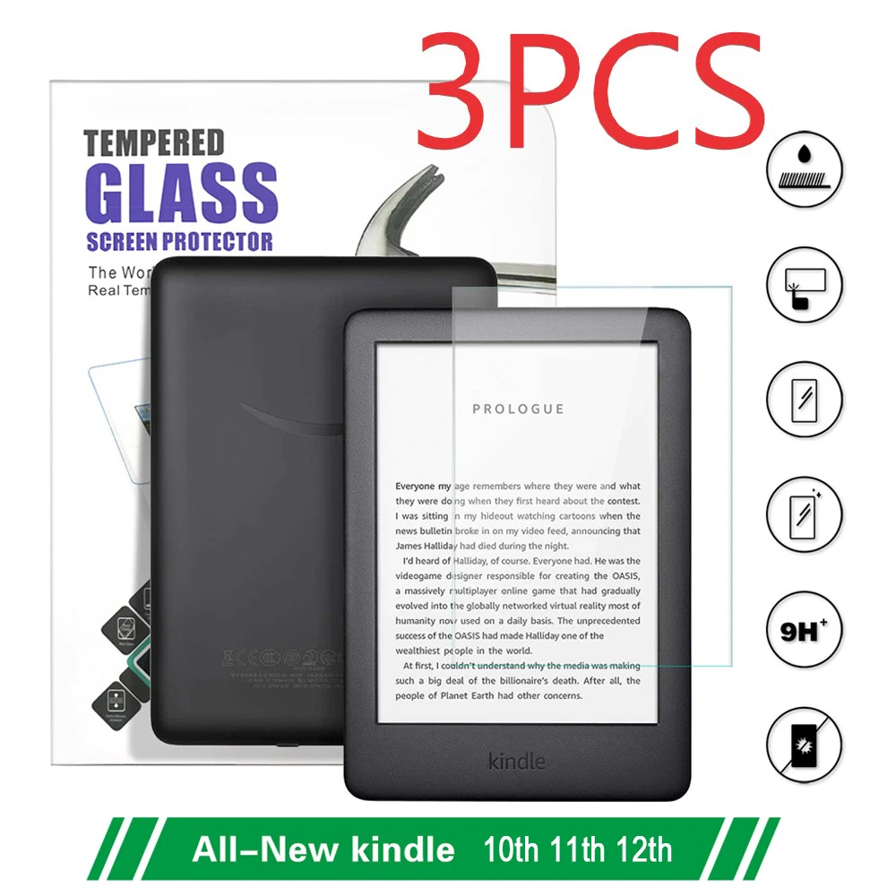 3 pçs para kindle 10th geração protetor de tela para e-reader 2019 juventude 2022 2024 kindle vidro temperado 6 polegada filme j9g29r