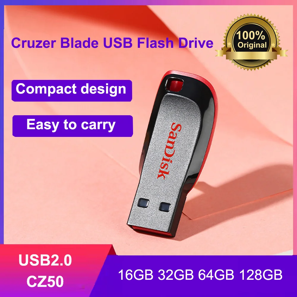 Pen Drive SanDisk Cruzer Blade SDCZ50 Mini USB 128GB 64GB 32GB 16GB USB2.0 Pen Drive SanDisk Cruzer Blade SDCZ50 Mini USB 128GB 64GB 32GB 16GB USB2.0