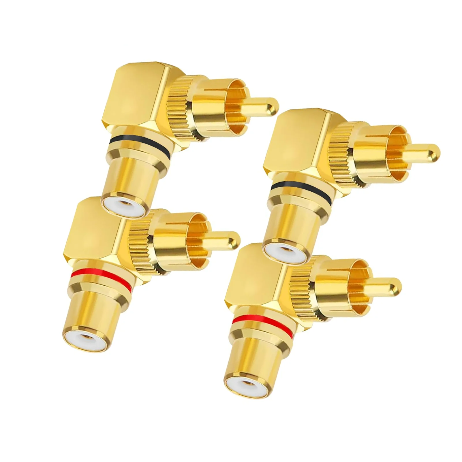 Adaptador rca de ângulo reto de 90 graus banhado a ouro rca macho para fêmea conector para amplificador tv alto-falante home theater dvd player