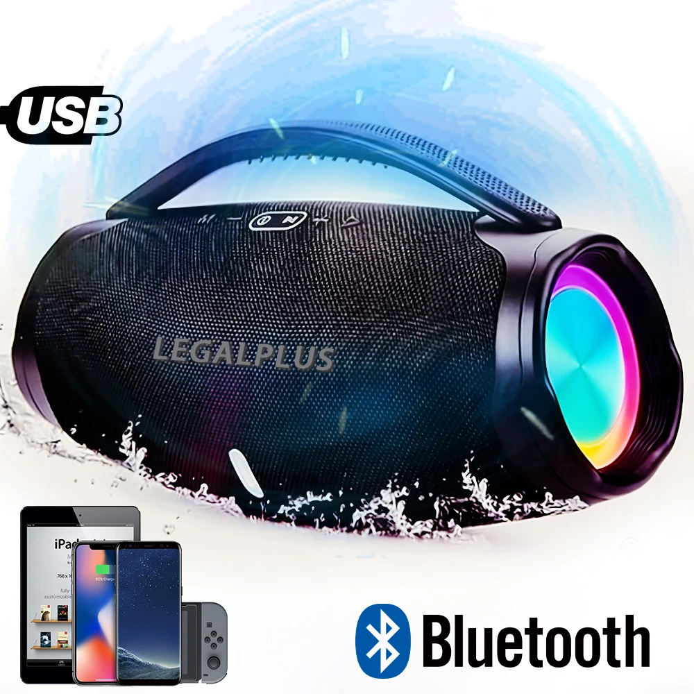 Caixa de Som Bluetooth 70W Portátil Estilo Boombox, Alto-falante Potente Resistente à Água para Festas Caixa de Som Bluetooth 70W Portátil Estilo Boombox, Alto-falante Potente Resistente à Água para Festas