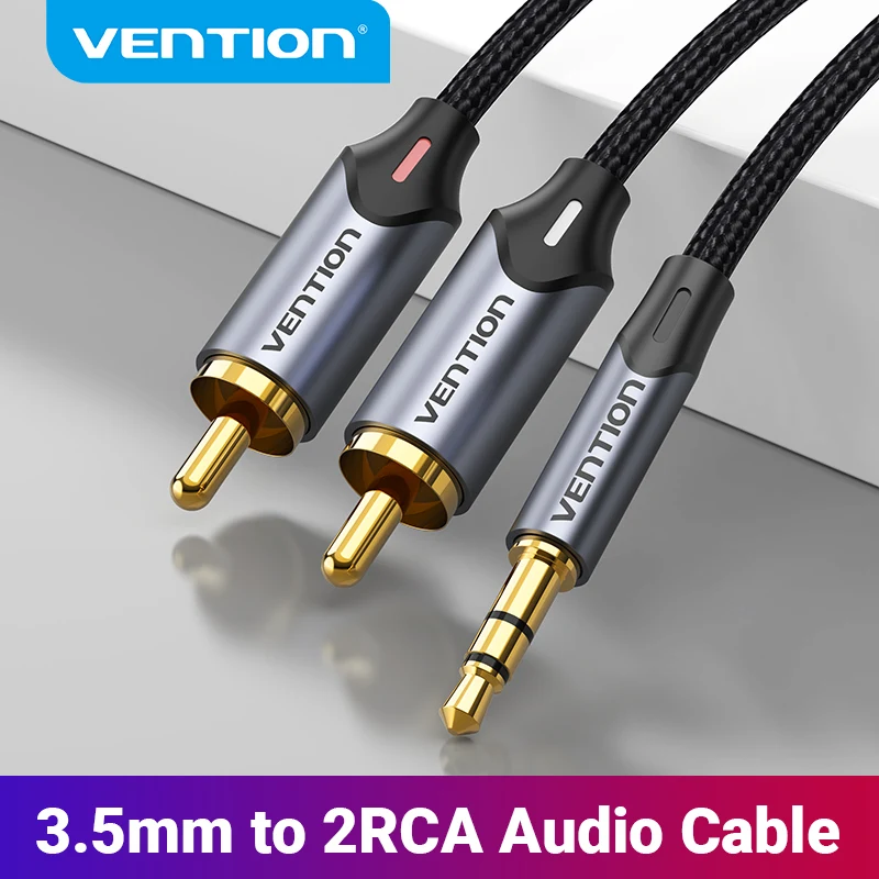 Vention-Cabo de Áudio RCA para Amplificador Smartphone, Cabo RCA, 3,5mm para 2RCA Splitter, Jack RCA, 3,5 cabo para Home Theater, cabo AUX