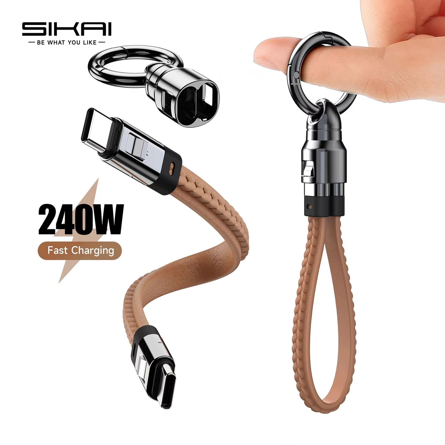 Chaveiro portátil cabo carregador usb c curto 240w 5a cabo de carregamento rápido tipo c cabo de carregamento curto para telefone macbook android