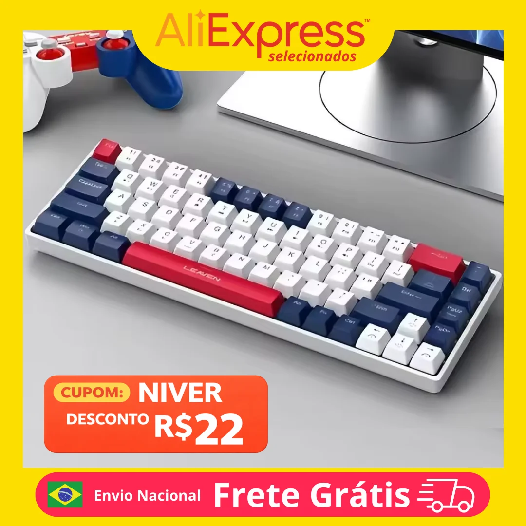 Teclado Gamer/ Escritório Com Fio RGB LED Iluminado Com 68 Teclados Mecânicos Teclado Gamer/ Escritório Com Fio RGB LED Iluminado Com 68 Teclados Mecânicos