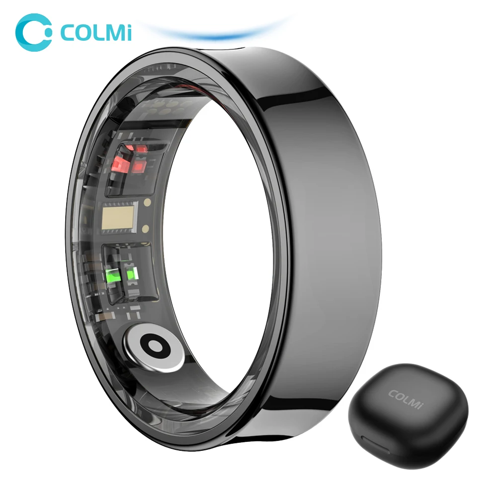 2024 COLMI R09 Smart Ring Homens Mulheres com Estojo de Carregamento, Monitor de Saúde e Sono de Temperatura Corporal para Xiaomi Samsung Phone